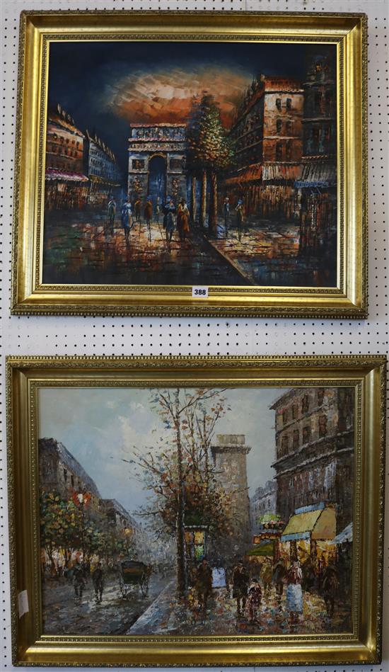 2 Parisian Street scene oils